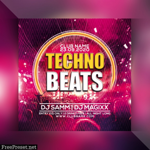 Techno beats party flyer