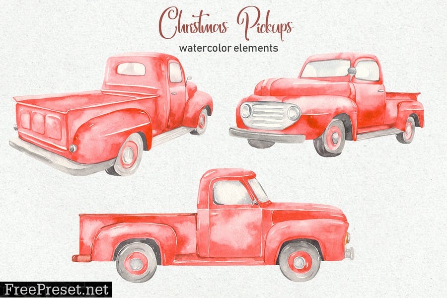 Watercolor Christmas Pickup WYE43WN