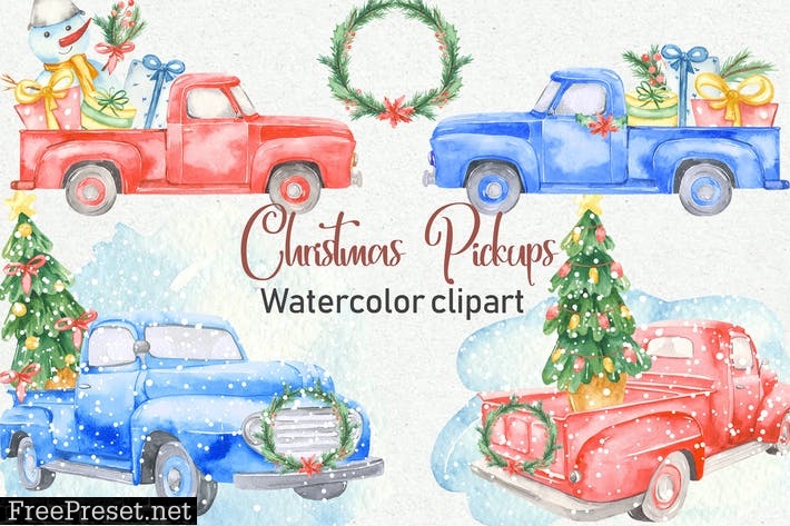 Watercolor Christmas Pickup WYE43WN