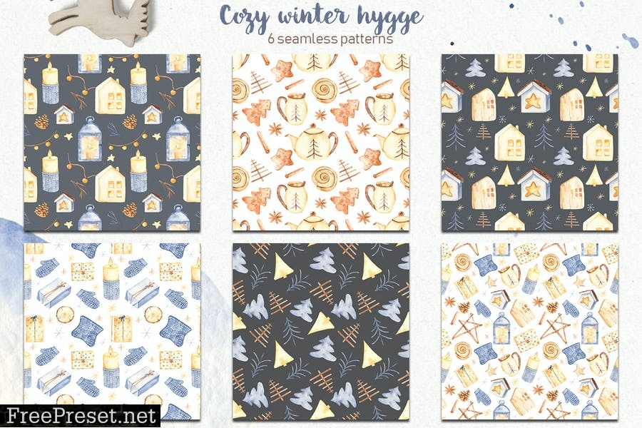 Watercolor Cozy winter Hygge L528BBF