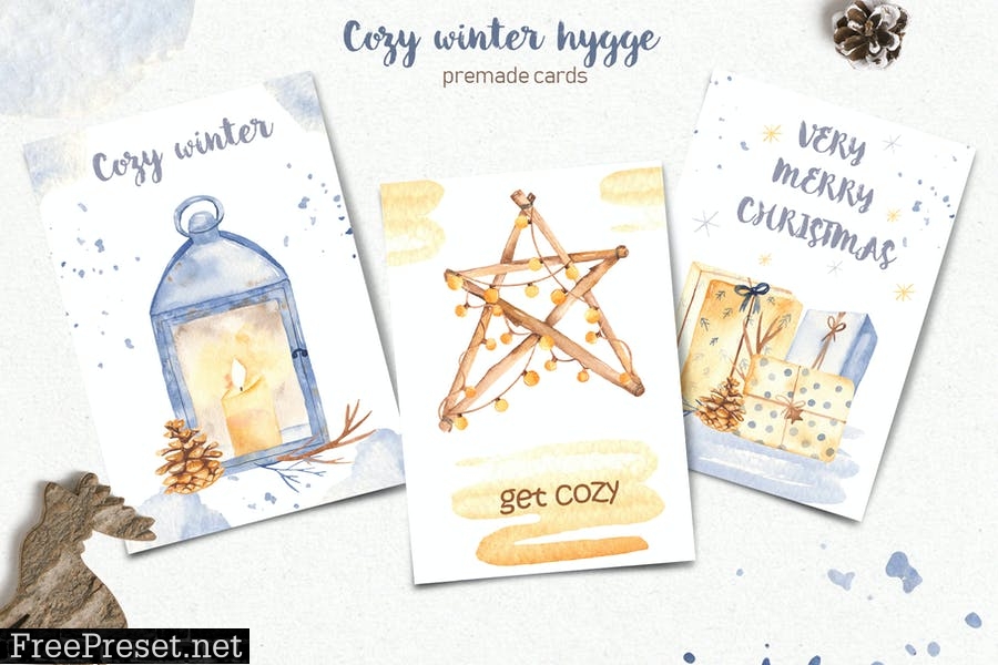 Watercolor Cozy winter Hygge L528BBF