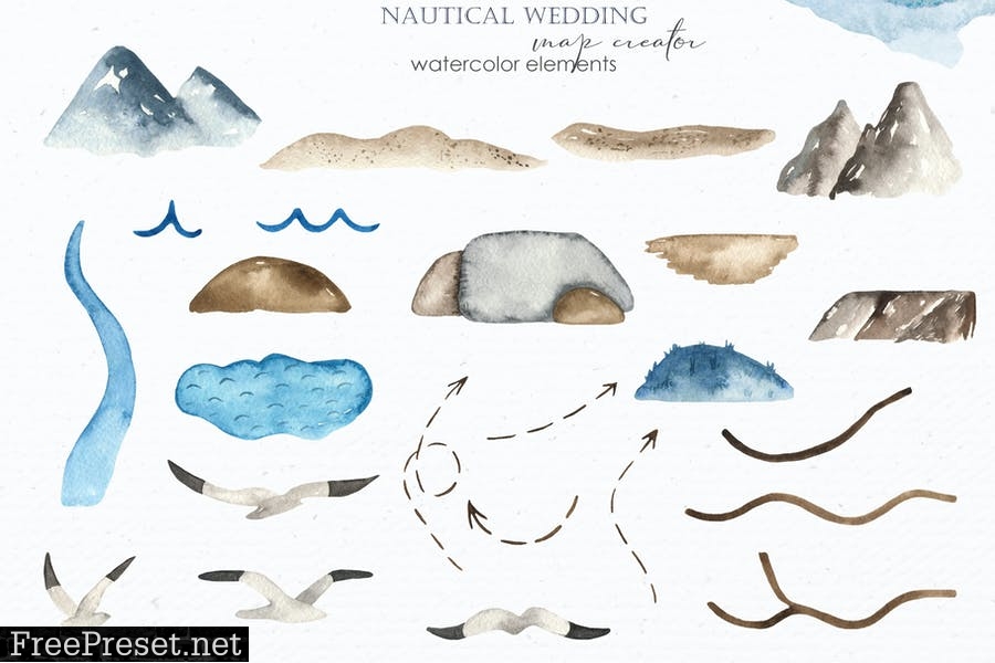 Watercolor Nautical wedding map creator JB7X3RC