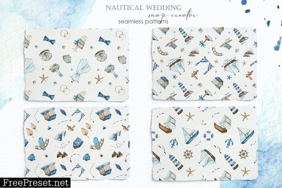 Watercolor Nautical wedding map creator JB7X3RC