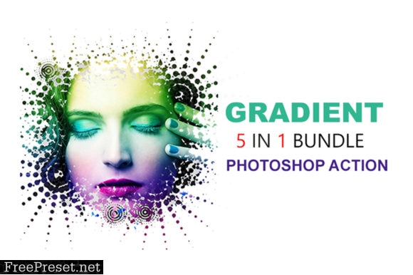 5 in 1 Gradient Photoshop Actions Bundle