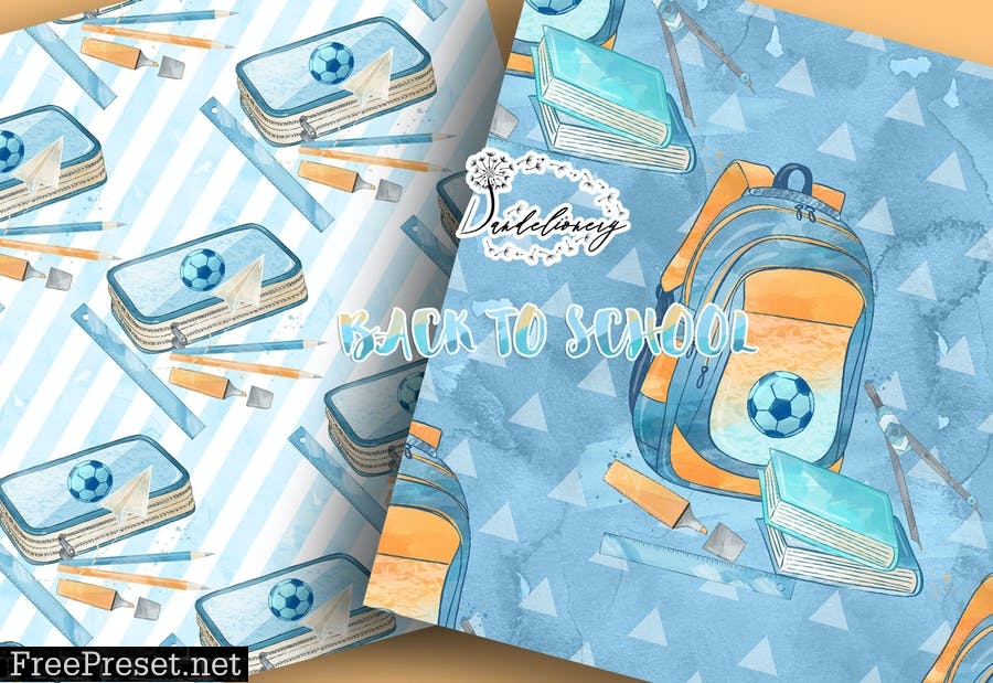 Back to School Boys digital paper pack XKBCVVZ