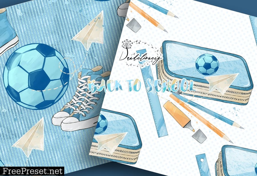 Back to School Boys digital paper pack XKBCVVZ