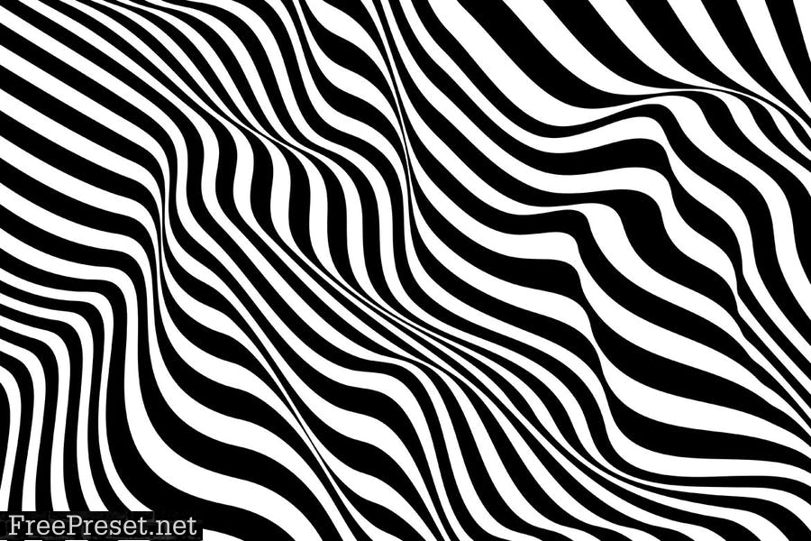 Black and White Striped Waves Vector Backgrounds CPS6EKZ