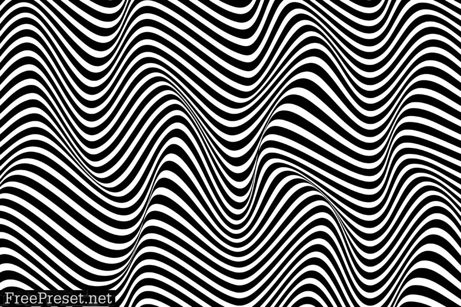 Black and White Striped Waves Vector Backgrounds CPS6EKZ