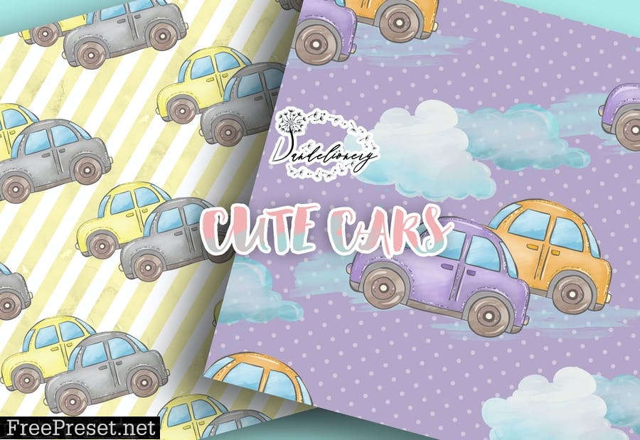 Cute Cars digital paper pack TQ6MKX7