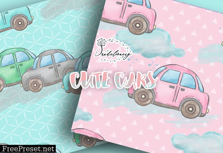 Cute Cars digital paper pack TQ6MKX7