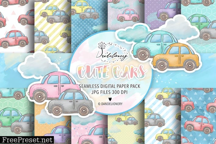 Cute Cars digital paper pack TQ6MKX7