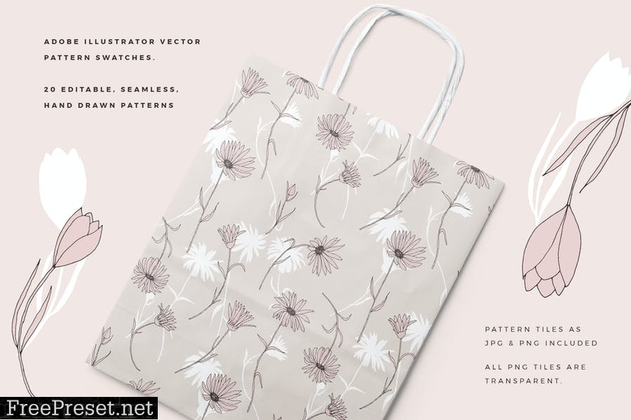 Dainty Floral Patterns & Elements 2K74MWM