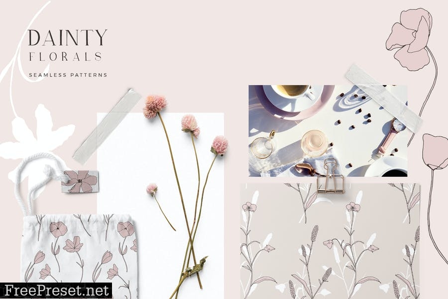 Dainty Floral Patterns & Elements 2K74MWM