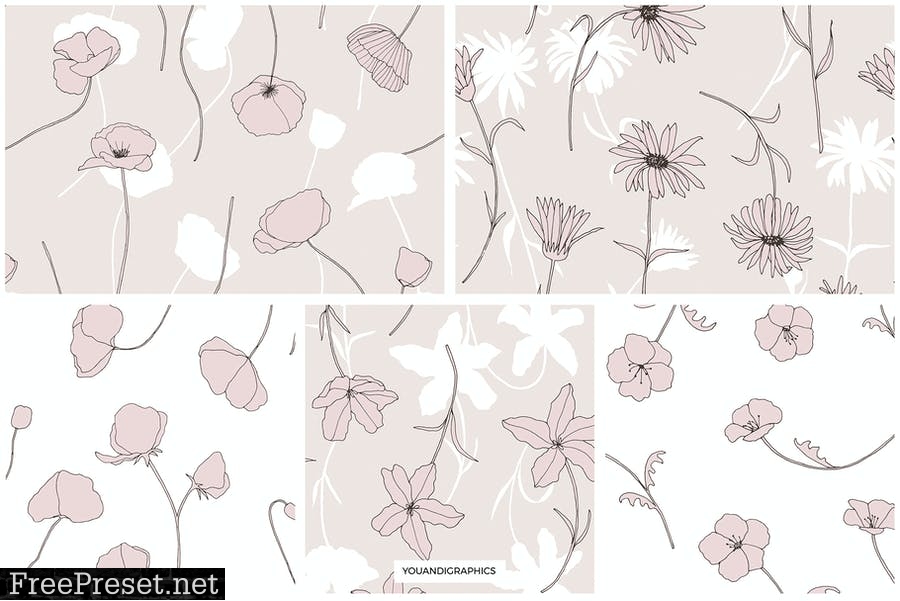 Dainty Floral Patterns & Elements 2K74MWM