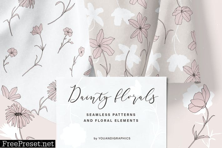 Dainty Floral Patterns & Elements 2K74MWM