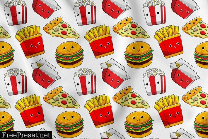 Fastfood Character Seamless Pattern XEV2A2J