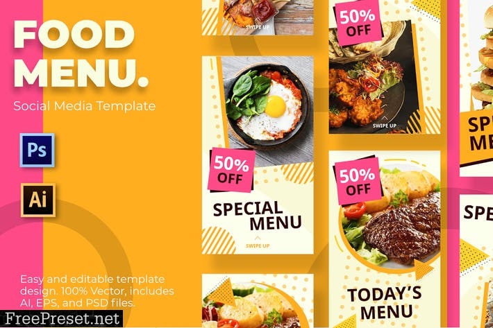 Food & Beverage Social Media Template V88NVY6