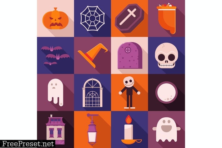 Halloween Card with Square Icons TUQMCFJ