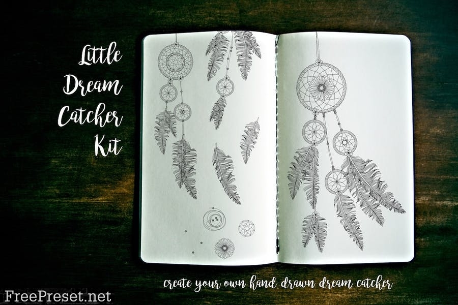 Little Dreamcatcher Kit - Hand Drawn Elements TBX4J9Y