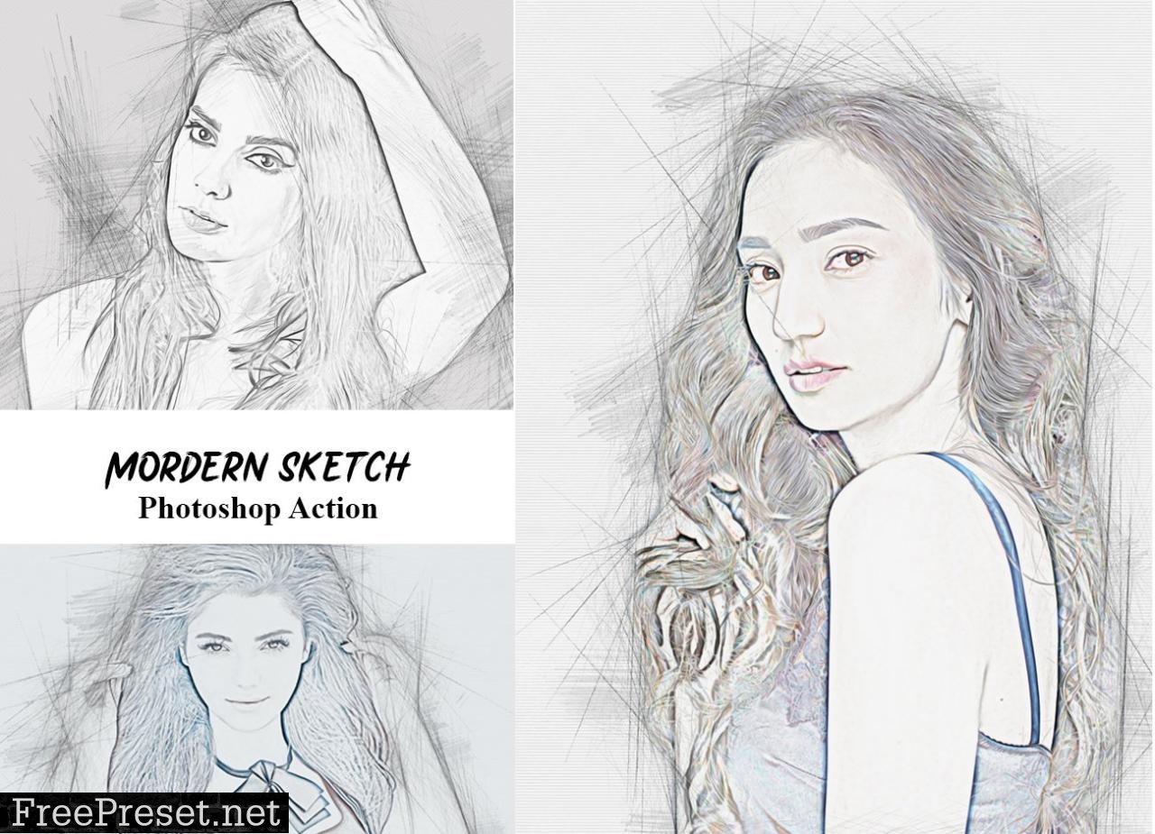 Modern Sketch Photoshop Action 4934546