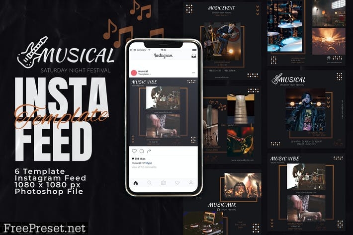 Musical Event Concert Instagram Feed Post Template RBQ3EP8