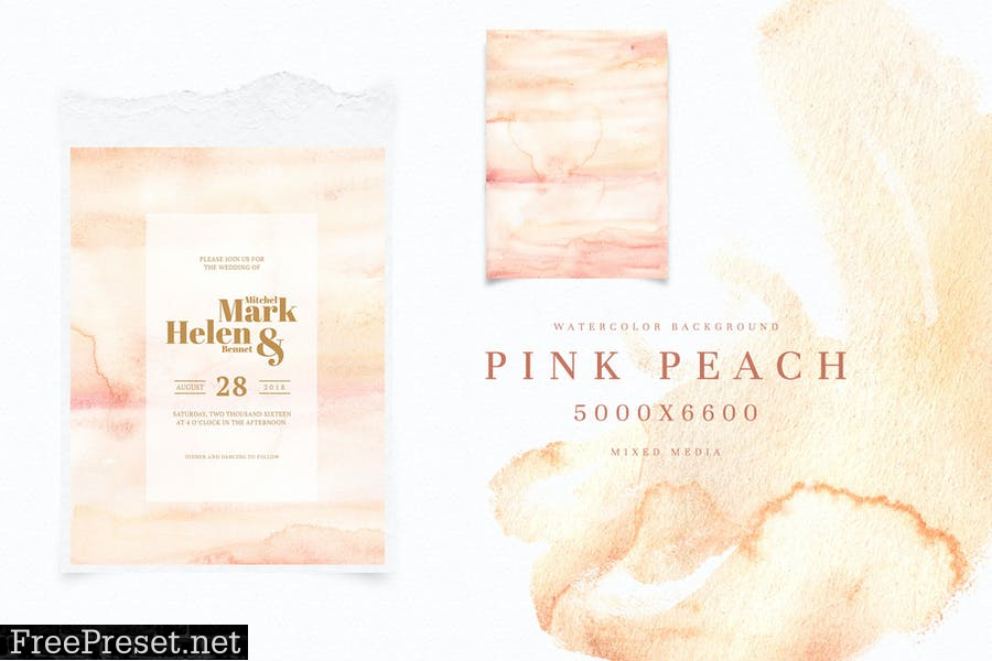 Pink Peach Watercolor Texture M4FT2TK