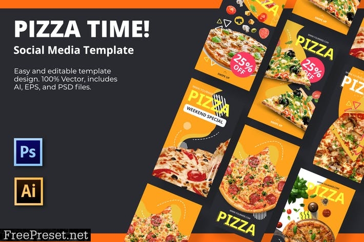 Pizza Time Social Media Template 83KWHYW