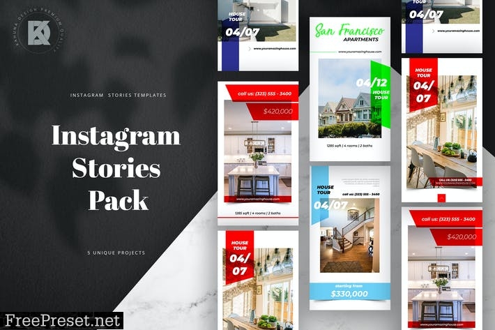 Real Estate Instagram Stories Banners Pack TG2H7ZA