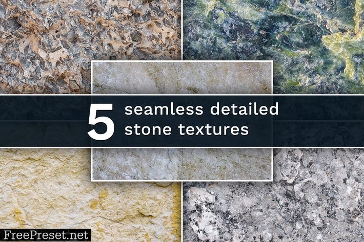 Set of 5 different seamless stone textures DQRC7V4