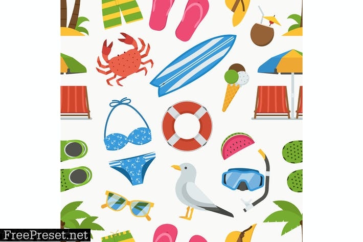 Summer Vacation Seamless Pattern US54P7U