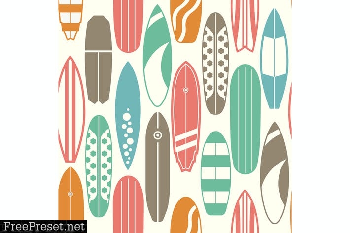 Surfboards Vintage Pattern RL5W8MU