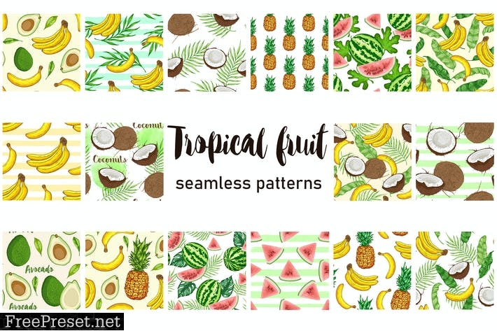 Tropical Fruit Seamless Patterns 8JGWUQY