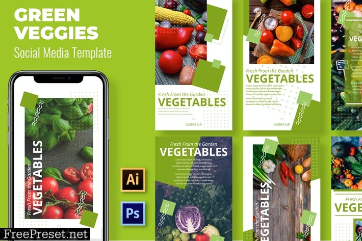 Vegetables Green Social Media Template UCPLR9Y