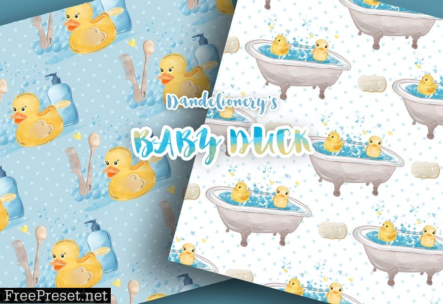 Watercolor Baby Duck digital paper pack CPHBXYP