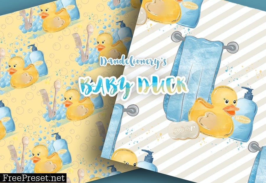 Watercolor Baby Duck digital paper pack CPHBXYP