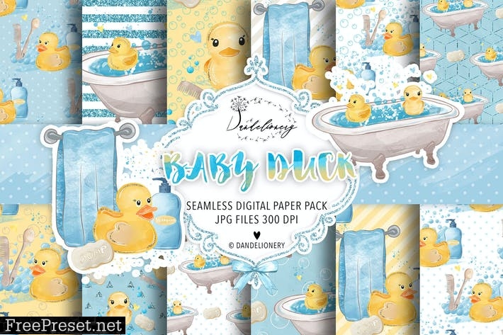 Watercolor Baby Duck digital paper pack CPHBXYP