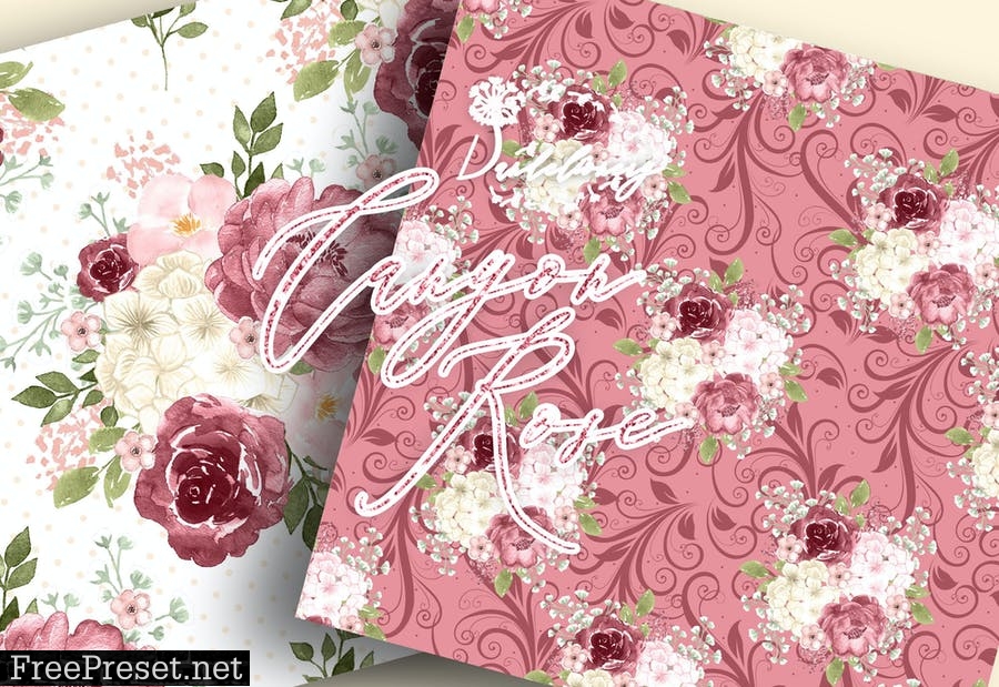 Watercolor Canyon Rose digital paper pack GXZVZSA