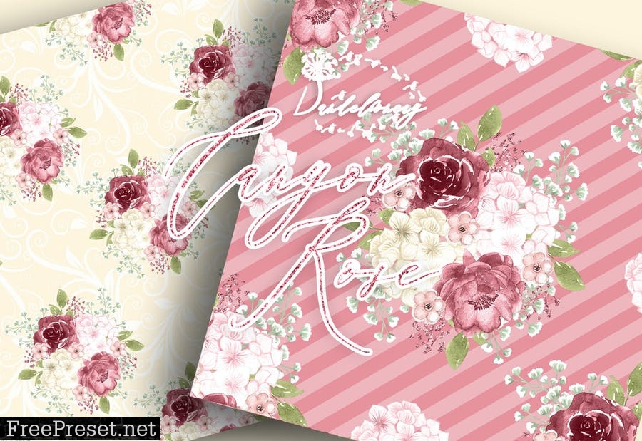 Watercolor Canyon Rose digital paper pack GXZVZSA