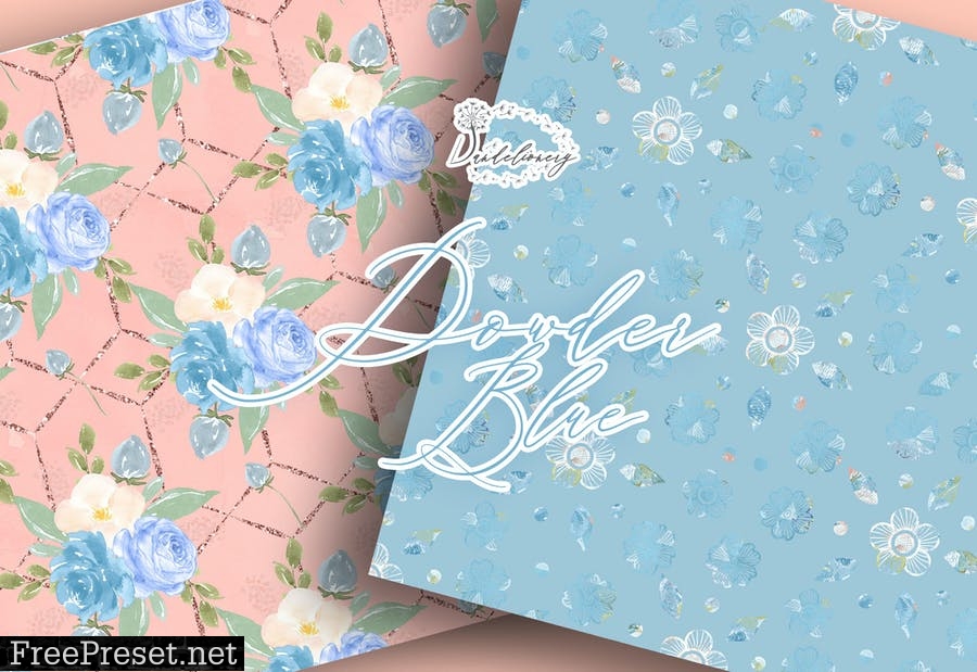 Watercolor Powder Blue digital paper pack PGD5PTB