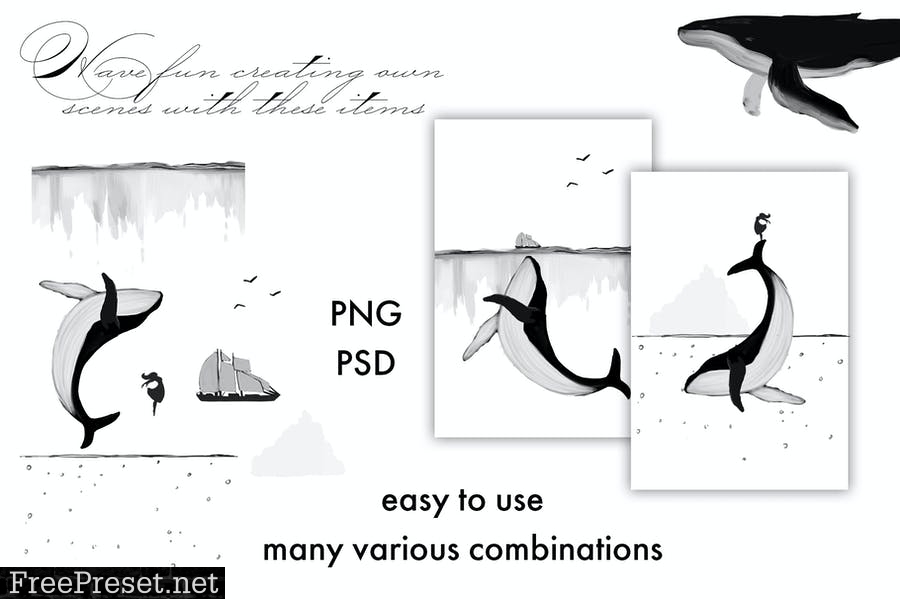 Whales - black and white prints 8FLSS4T