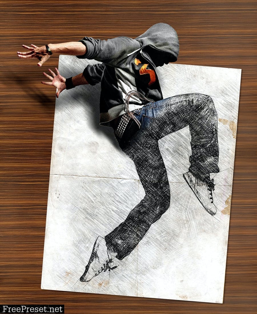 3D Popup Sketch Photoshop Action 8XBBKV8