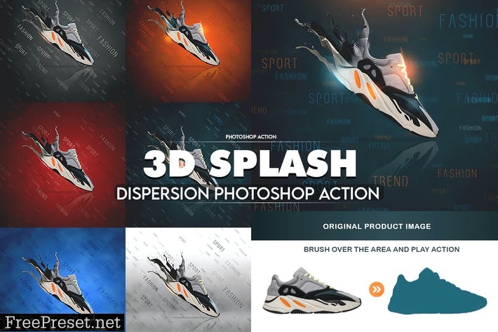 3D Splash Dispersion Photoshop Action 8RYAR58