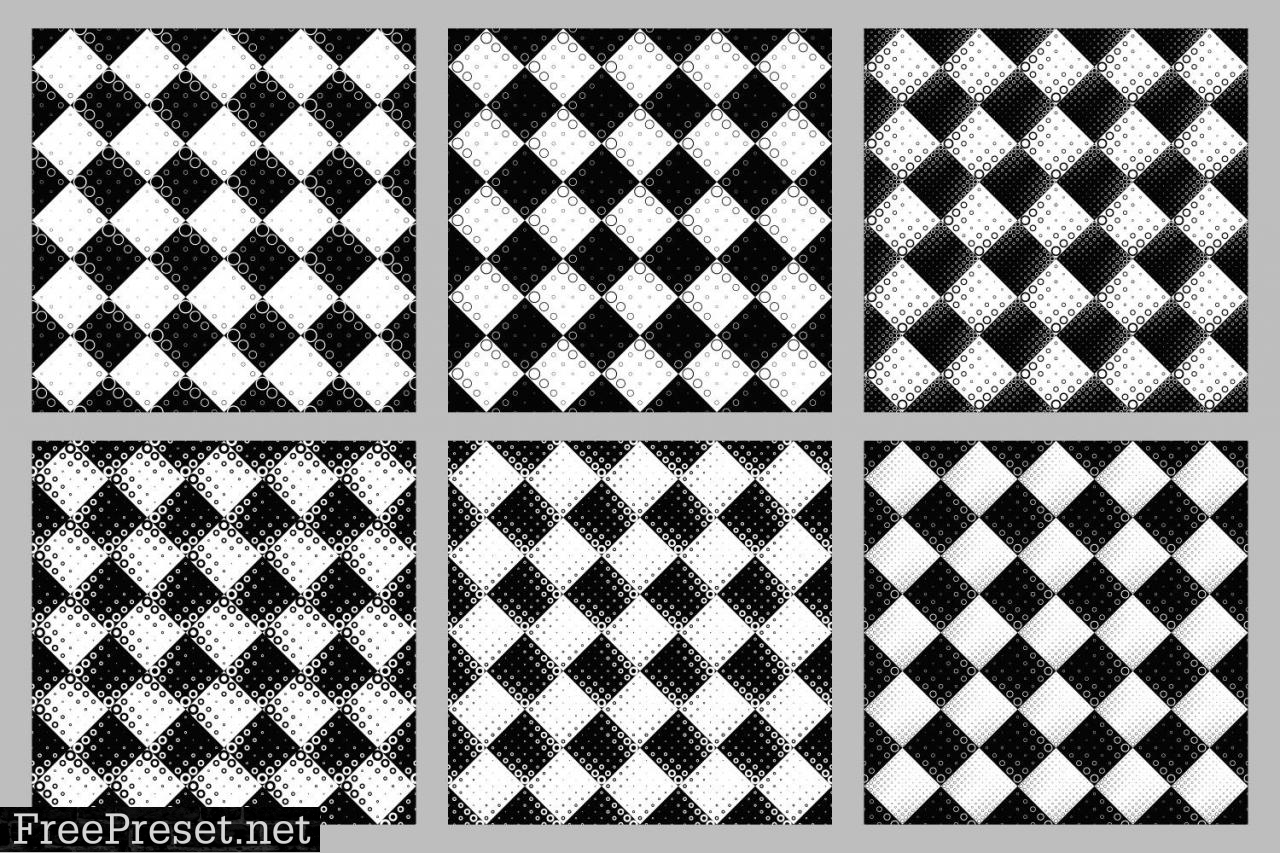 6 Seamless Black and White Patterns