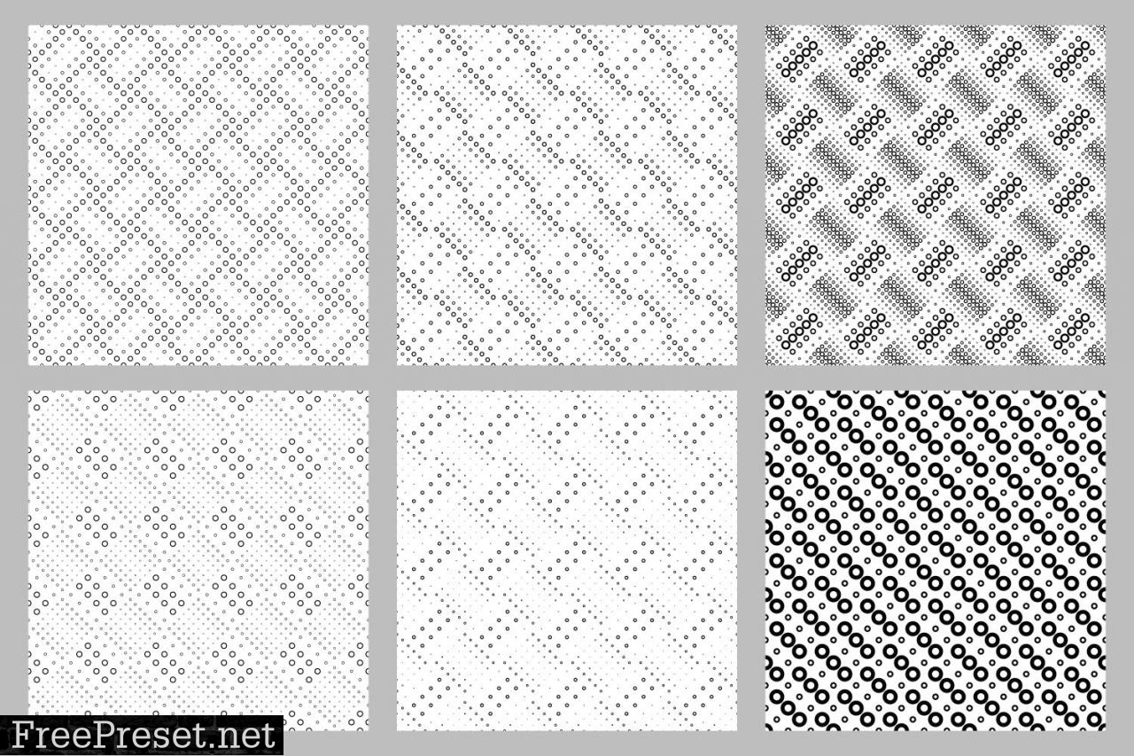 6 Seamless Monochrome Circle Patterns 3879251