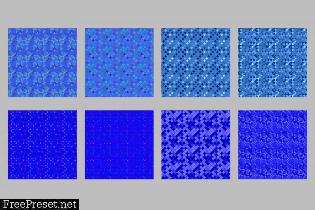 8 Seamless Blue Square Patterns