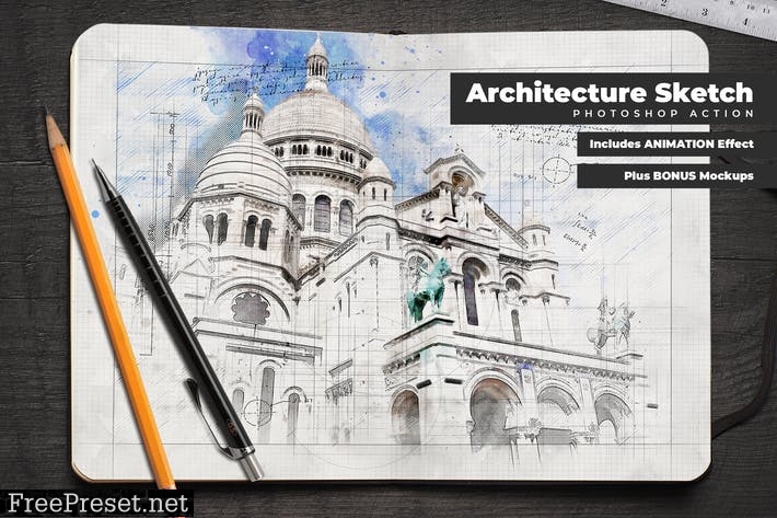 Architecture Photoshop Action Free Download Sketch Art  Envato