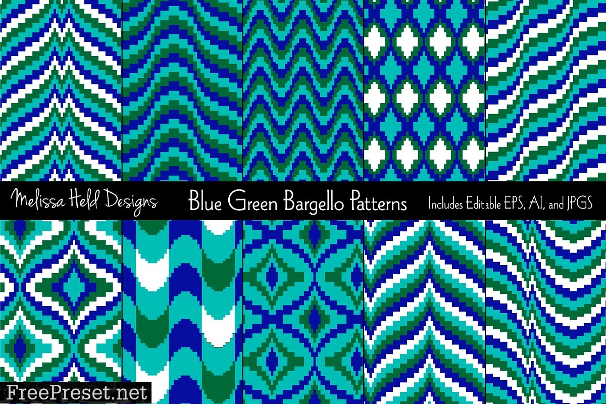 Blue Green Bargello Patterns