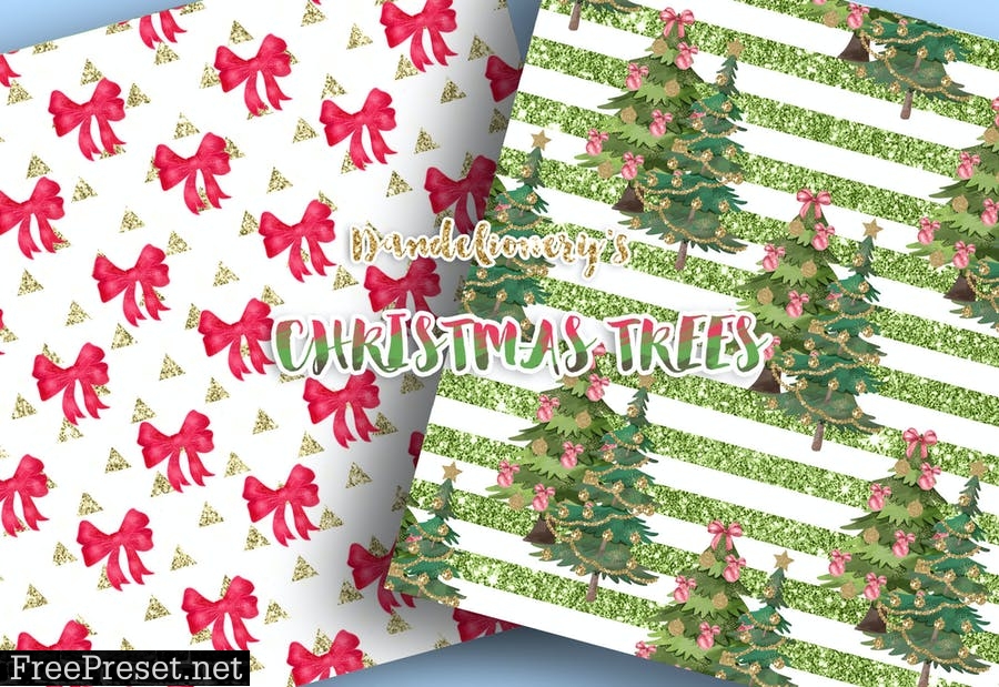 Christmas tree digital paper pack TPAB739