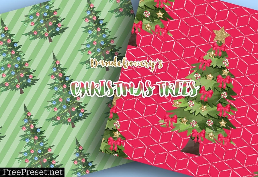 Christmas tree digital paper pack TPAB739