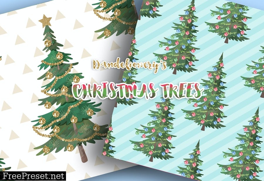 Christmas tree digital paper pack TPAB739